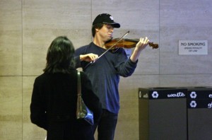 Joshua Bell playing at L’Enfant Plaza Metro, 2007. (Michael S. Williamson/The Washington Post) Caption for photo