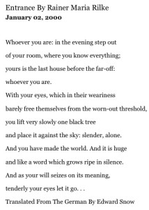 My Favorite Rilke poem via the LA Times.