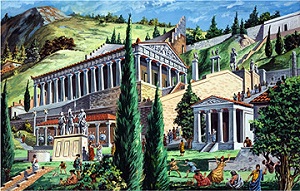 A depiction of the Shrine at Delphi by Giovanni Ruggiero. The Greeks worshiped reason.